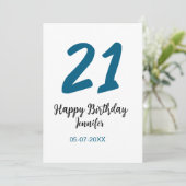 Invitation 21 ans audacieux lettre bleue simple minimum (Debout devant)