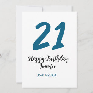 Invitation 21 ans audacieux lettre bleue simple minimum