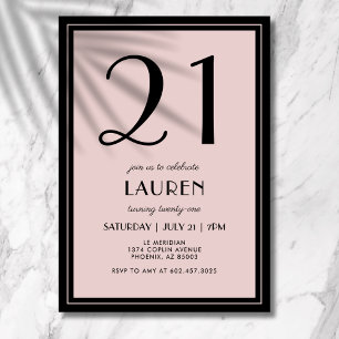 Invitation 21 ans femme Moderne Minimaliste Noir R