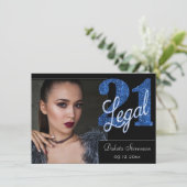 Invitation 21 et juridique | Blue Faux Parties scintillant Ph (Debout devant)