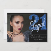 Invitation 21 et juridique | Blue Faux Parties scintillant Ph (Devant)