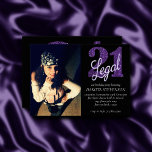 Invitation 21 et juridique | Faux Purple Parties scintillant<br><div class="desc">Etre 21 et enfin légal est une énorme étape ! Ce thème d'anniversaire "21 ans et légal" d'inspiration glam grunge présente une fausse parties scintillant avec une superposition de script pour la meilleure façon de célébrer et de commémorer l'événement. Pour des personnalisations ou d'autres couleurs, veuillez visiter JustFharryn @ Zazzle.com...</div>