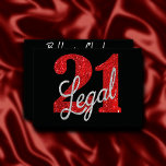 Invitation 21 et juridique | Parties scintillant Red Faux 21e<br><div class="desc">Etre 21 et enfin légal est une énorme étape ! Ce thème d'anniversaire "21 ans et légal" d'inspiration glam grunge présente une fausse parties scintillant avec une superposition de script pour la meilleure façon de célébrer et de commémorer l'événement. Pour des personnalisations ou d'autres couleurs, veuillez visiter JustFharryn @ Zazzle.com...</div>