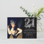 Invitation 21 et juridique | Silver Faux Parties scintillant (Debout devant)
