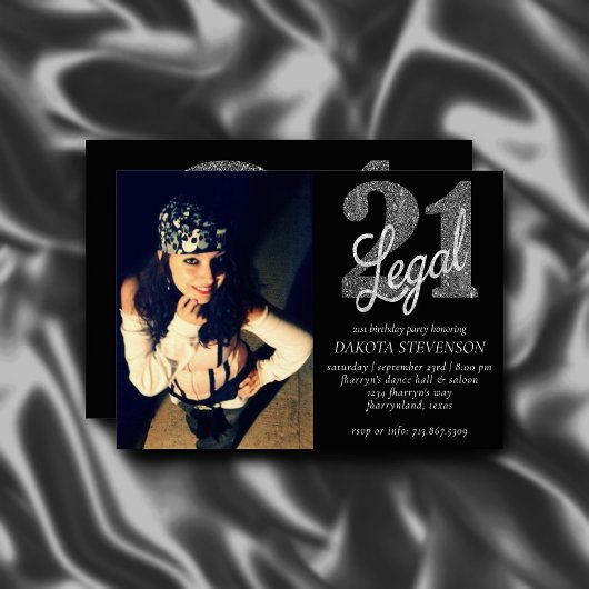 Invitation 21 et juridique | Silver Faux Parties scintillant