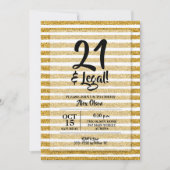 Invitation 21 et Légal Gold Stripes Anniversaire (Devant)