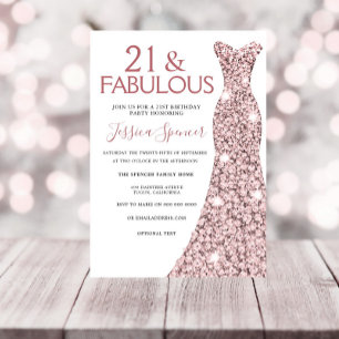 Invitation 21 & Fabulous Rose Gold robe 21e fête d'anniversai
