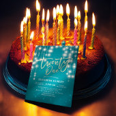 Invitation 21 Fête d'anniversaire Turquoise Étincelle Éclaira