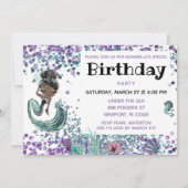 Invitation *~* 21 GLAM De Sirène En Mer Fête Anniversaire (Dos)