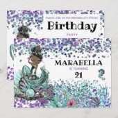 Invitation *~* 21 GLAM De Sirène En Mer Fête Anniversaire (Devant / Derrière)