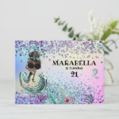 Invitation *~* 21 Glam Luxe Rainbow Mermaid Anniversaire (Debout devant)