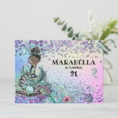 Invitation *~* 21 GLAM Rainbow Mermaid fête d'anniversaire (Debout devant)