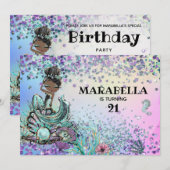Invitation *~* 21 GLAM Rainbow Mermaid fête d'anniversaire (Devant / Derrière)