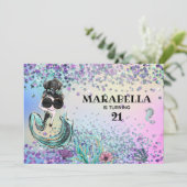 Invitation *~* 21 Luxe Rainbow Mermaid Glam Anniversaire (Debout devant)
