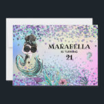 Invitation *~* 21 Luxe Rainbow Mermaid Glam Anniversaire<br><div class="desc">*Énergétiquement Amélioré MODIFIER TOUT ÂGE Mignonne Whimsical Sous la mer Fille Sirène Anniversaire Invitation pour 21ème anniversaire ou tout âge Fille Anniversaire. La sirène est assez séduisante car elle porte des lunettes de soleil de style star de cinéma. L'arrière - plan est un pastel RAINBOW charmant. L'AGE peut être customisé...</div>