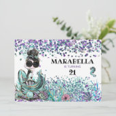 Invitation *~* 21 Mermaid GLAM LUXE En Mer Anniversaire (Debout devant)
