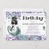 Invitation *~* 21 Mermaid GLAM LUXE En Mer Anniversaire (Dos)