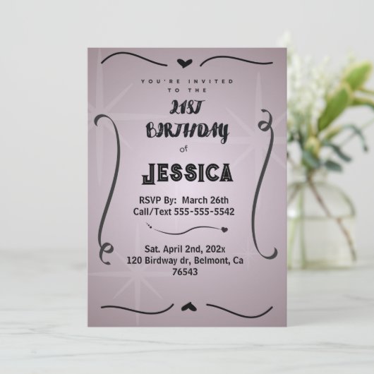 Invitation 21 st Birthday Personalized Digital (Debout devant)