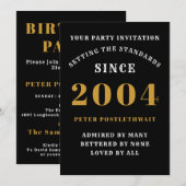 Invitation 21e anniversaire 2004 Black Gold Personnalisé Pour (Devant / Derrière)