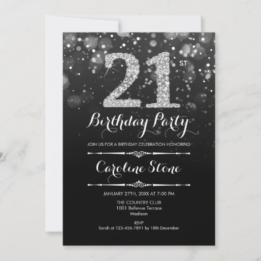 Invitation 21e anniversaire - Argent noir (Devant)