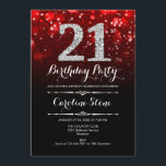 Invitation 21e anniversaire - Argent Noir Rouge<br><div class="desc">Invitation du 21e anniversaire. Elégant design rouge noir blanc avec fausse parties scintillant argent. Anniversaire adulte. Dispose de diamants et de caractères de script. hommes ou femmes anniversaire invitation. Parfait pour une fête d'anniversaire élégante. Message-moi si vous avez besoin d'une personnalisation plus poussée.</div>