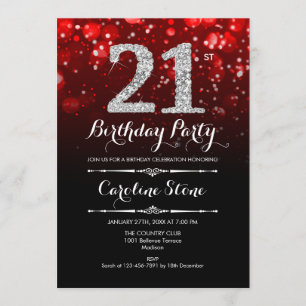 Invitation 21e anniversaire - Argent Noir Rouge
