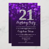Invitation 21e anniversaire - Argent violet (Devant / Derrière)
