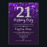 Invitation 21e anniversaire - Argent violet<br><div class="desc">Invitation du 21e anniversaire. Elégant design blanc violet avec fausse parties scintillant argent. Anniversaire adulte. Dispose de diamants et de caractères de script. hommes ou femmes anniversaire invitation. Parfait pour une fête d'anniversaire élégante. Message-moi si vous avez besoin d'une personnalisation plus poussée.</div>