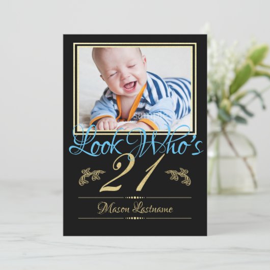 Invitation 21e anniversaire avec photo (Debout devant)