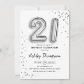 Invitation 21e anniversaire - Ballons d'argent (Devant)