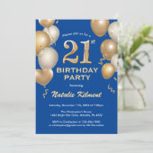 Invitation 21e anniversaire Ballons de Parties scintillant bl (Debout devant)