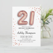 Invitation 21e anniversaire - Ballons d'or Roses (Debout devant)