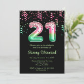 Invitation 21e Anniversaire Balloons de pastèque avec Confett (Debout devant)