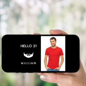 Invitation 21e anniversaire barbe blanche noire amusant homme