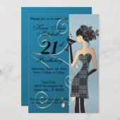 Invitation 21e anniversaire Bash Party - Bleu (Devant / Derrière)