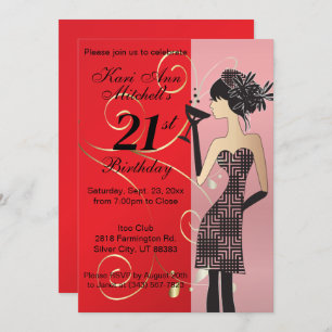 Invitation 21e anniversaire Bash Party - Rouge