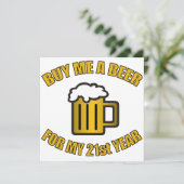 Invitation 21e anniversaire bière drôle (Debout devant)