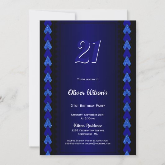 Invitation 21e anniversaire Black and Blue Party (Devant)