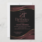 Invitation 21e anniversaire Black Dusty Pink Party (Devant)