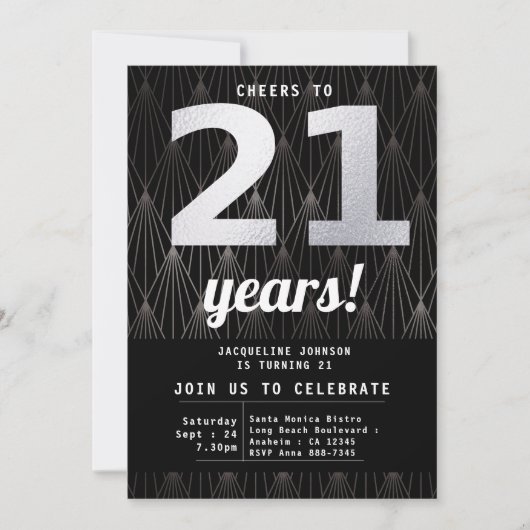 Invitation 21e anniversaire Black Silver Party (Devant)