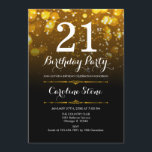 Invitation 21e anniversaire - Black White Gold<br><div class="desc">Invitation du 21e anniversaire. AGE Elégant design noir blanc avec fausse parties scintillant lumières bokeh or. Anniversaire adulte. Comprend des diamants et des caractères de script. Hommes ou femmes anniversaire invitation. Parfait pour une fête d'anniversaire élégante. Message-moi si vous avez besoin d'une personnalisation plus poussée.</div>