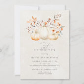 Invitation 21e Anniversaire Blanc Citrouille Automne Feuilles (Devant)