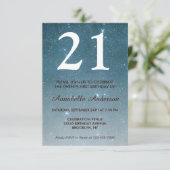 Invitation 21e Anniversaire Bleu Minuit Nuit Sky Star Étincel (Debout devant)