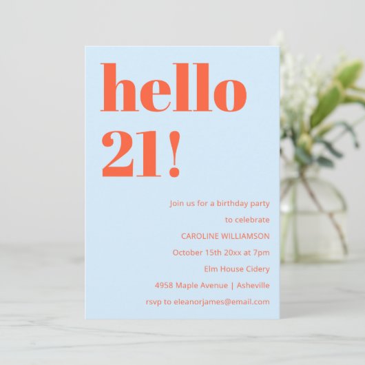 Invitation 21e Anniversaire Bleu Orange Gras Moder (Debout devant)