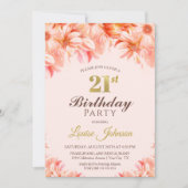 Invitation 21e anniversaire Blush Pink Gold Floral Party (Devant)