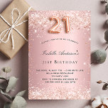 Invitation 21e anniversaire blush rose rose or glamour<br><div class="desc">Pour une soirée élégante de 21ème anniversaire. Arrière - plan de dégradé rose vif. Décoré avec de la poussière de parties scintillant en faux or rose. Personnalisez et ajoutez un nom et des détails du parti. Le nom est écrit avec un script de style écrit à la main. Le numéro...</div>