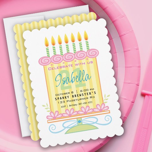 Invitation 21e anniversaire Bright Pretty Pastel Cake Invitat