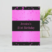 Invitation 21e anniversaire Candy Pink Stars Black (Debout devant)