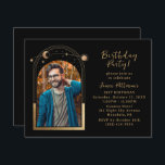 Invitation 21e Anniversaire Céleste Photo Black Gold<br><div class="desc">21e Anniversaire Fête Vingt et unième Photo Celestiale Black Gold Sun Moon Stars Invitations Invitations présente le soleil, la lune et les étoiles avec un cadre doré sur un arrière - plan noir. Personnalisez en modifiant le texte dans les zones de texte fournies et en ajoutant votre photo préférée. CONSEIL...</div>