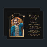 Invitation 21e Anniversaire Céleste Photo Black Gold<br><div class="desc">21e Anniversaire Fête Vingt et unième Photo Celestiale Black Gold Sun Moon Stars Invitations Invitations présente le soleil, la lune et les étoiles avec un cadre doré sur un arrière - plan noir. Personnalisez en modifiant le texte dans les zones de texte fournies et en ajoutant votre photo préférée. CONSEIL...</div>